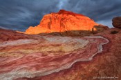 rainbow, sandstone, desert, storm, clouds