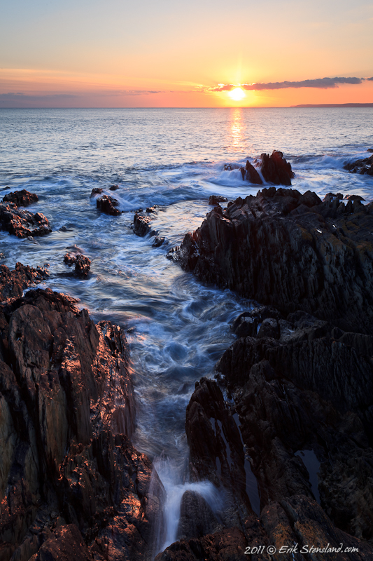 sunset, rame head, cornwall, ocean photo