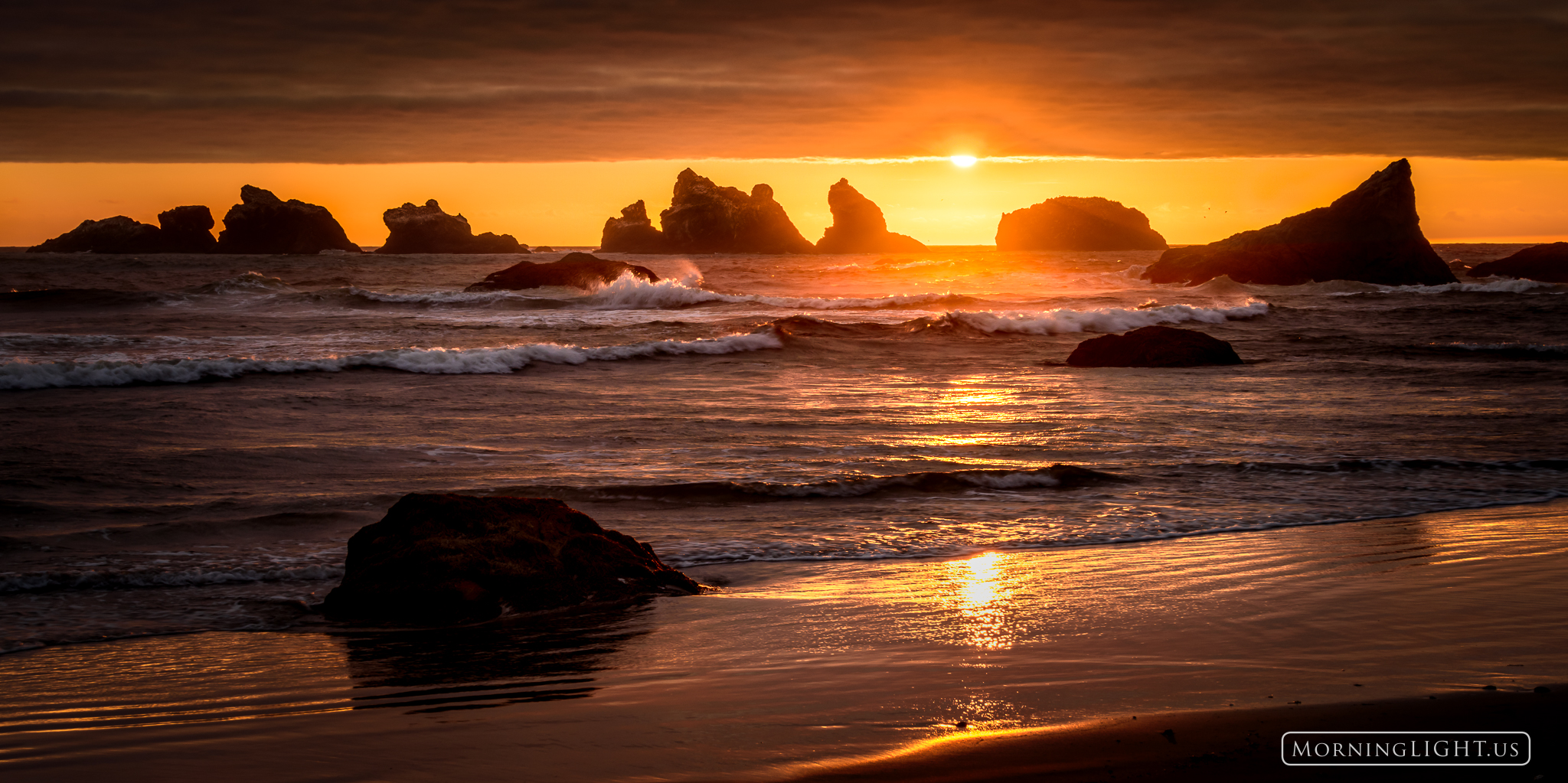 Sunset at Bandon Beach, Oregon