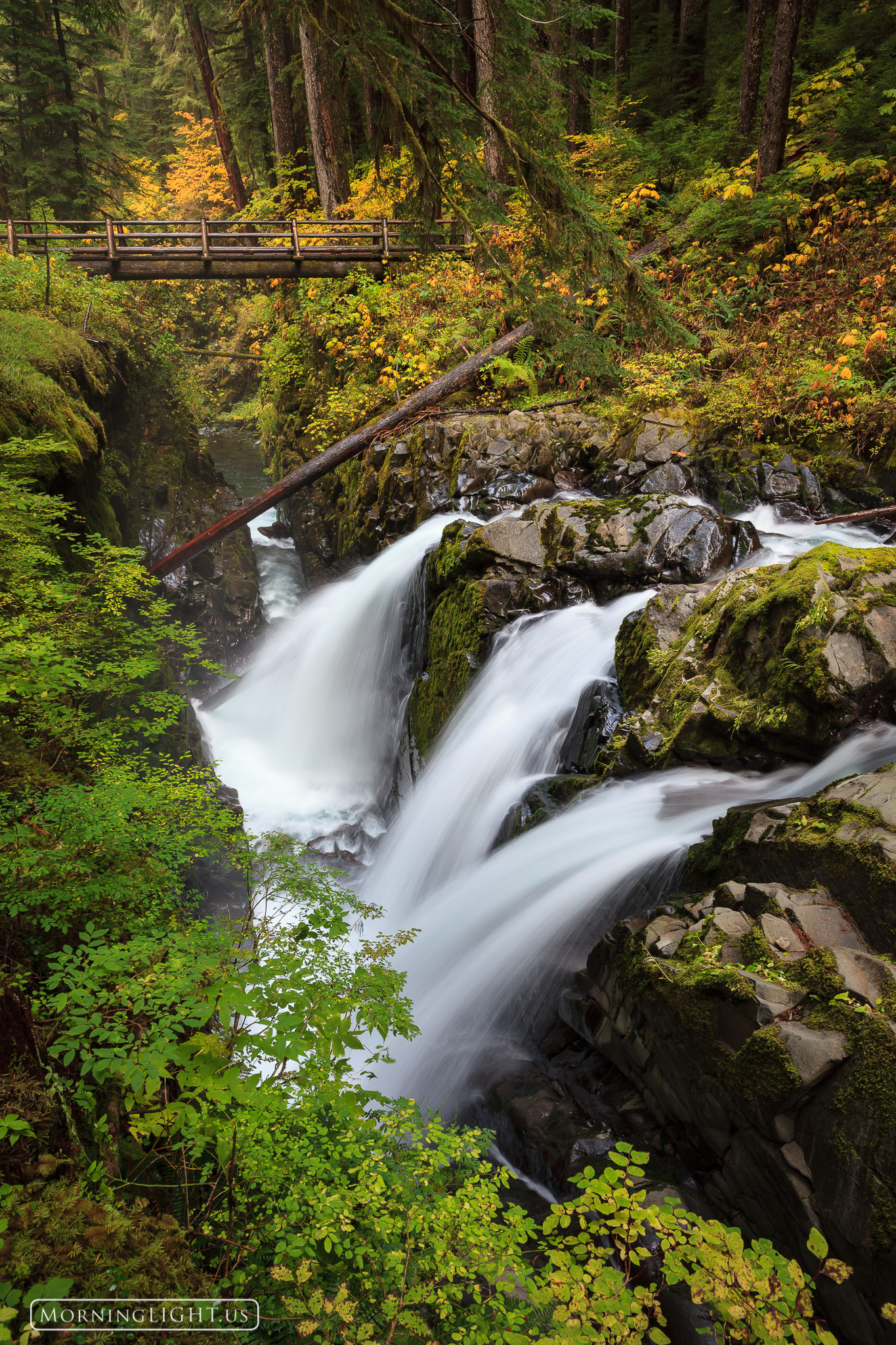 The classic view of the waterfalls at Sol Duc in Olympic National Park
